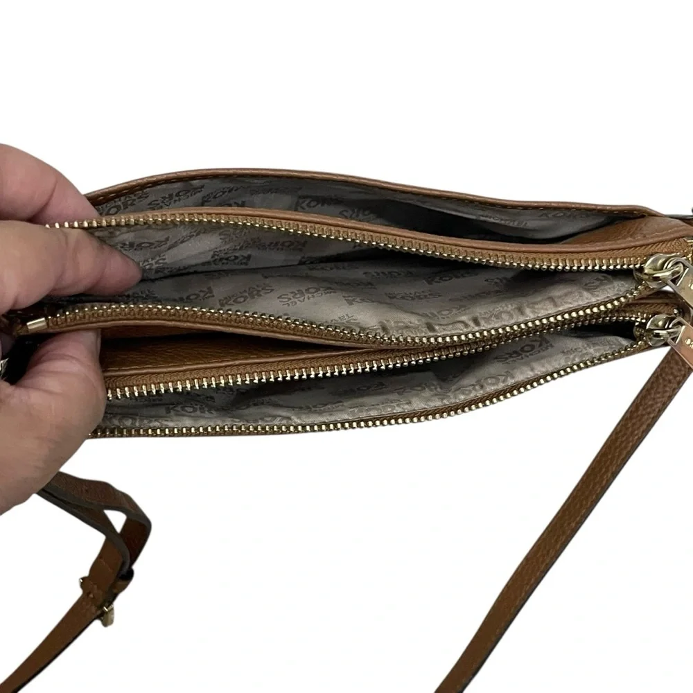 Michael Kors Brown Pebbled Leather Small Crossbody Bag